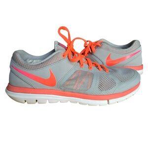 Women’s Nike Flex 2014 Grey with Accents of Neon Coral Running Shoes Size 9